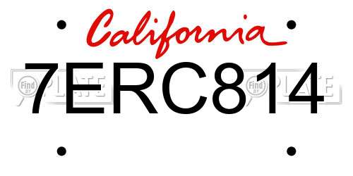 7ERC814 California License Plate