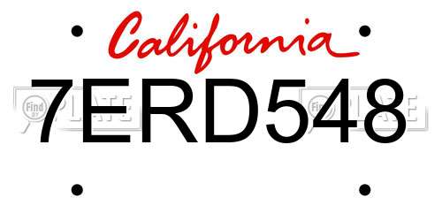 7ERD548 California License Plate