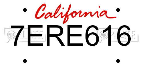 7ERE616 California License Plate
