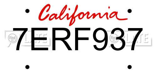 7ERF937 California License Plate