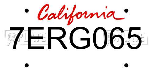 7ERG065 California License Plate