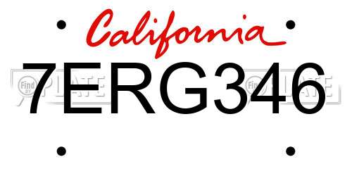 7ERG346 California License Plate