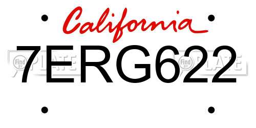 7ERG622 California License Plate