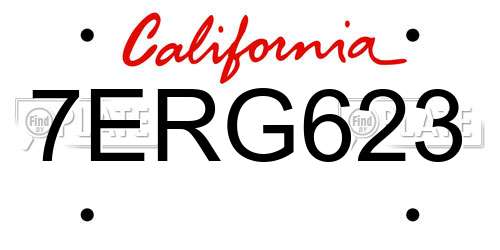 7ERG623 California License Plate