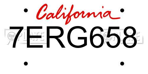 7ERG658 California License Plate