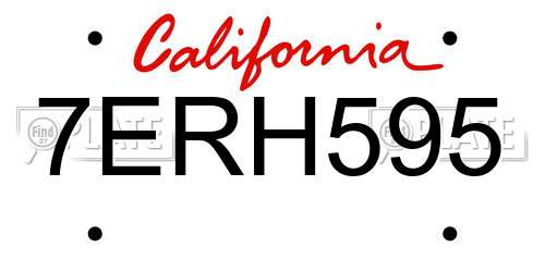 7ERH595 California License Plate