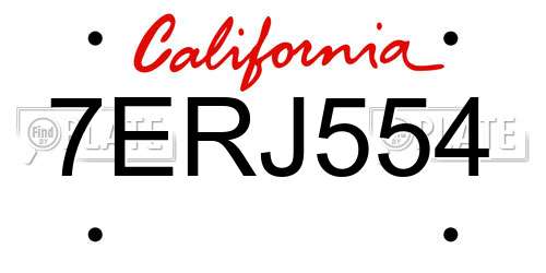 7ERJ554 California License Plate