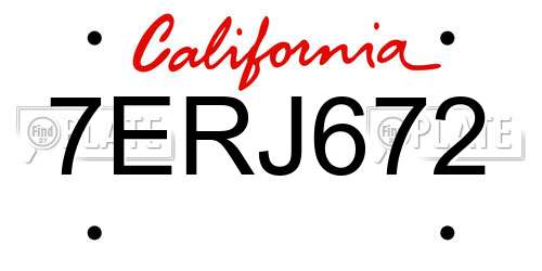 7ERJ672 California License Plate