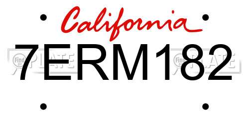 7ERM182 California License Plate