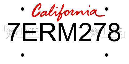 7ERM278 California License Plate
