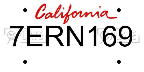 7ERN169 California License Plate