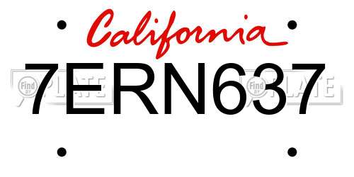 7ERN637 California License Plate
