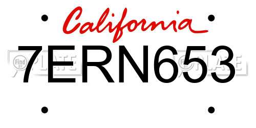7ERN653 California License Plate