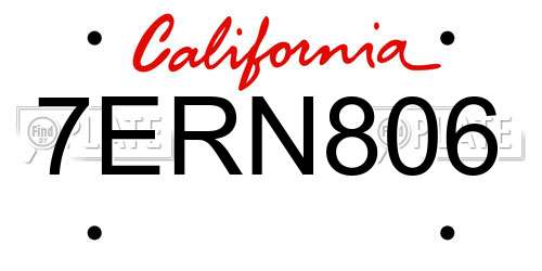 7ERN806 California License Plate