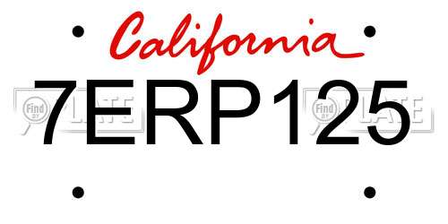 7ERP125 California License Plate