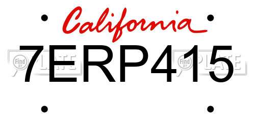 7ERP415 California License Plate