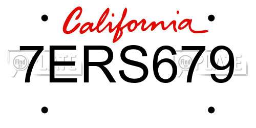 7ERS679 California License Plate