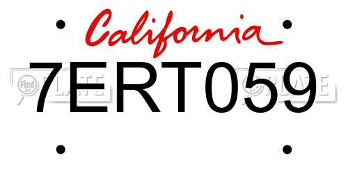 7ERT059 California License Plate
