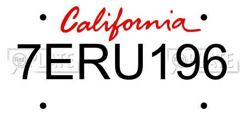 7ERU196 California License Plate