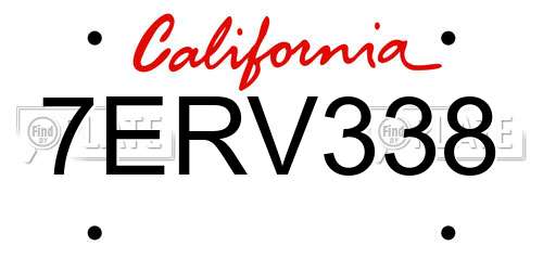 7ERV338 California License Plate