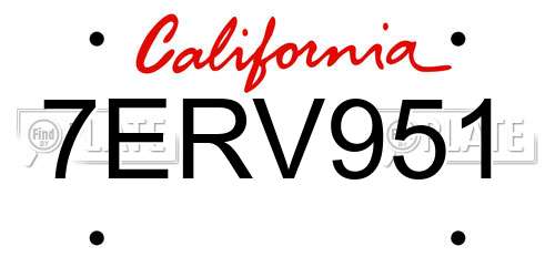 7ERV951 California License Plate