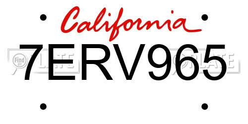 7ERV965 California License Plate