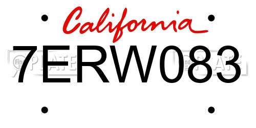 7ERW083 California License Plate
