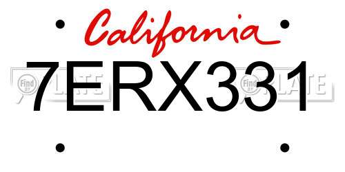 7ERX331 California License Plate