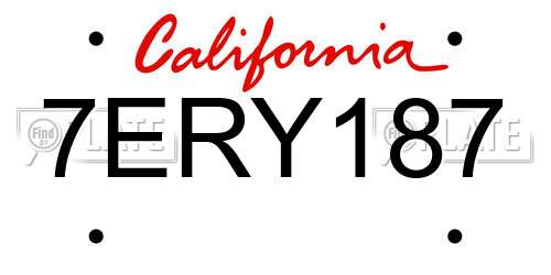 7ERY187 California License Plate