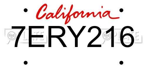 7ERY216 California License Plate