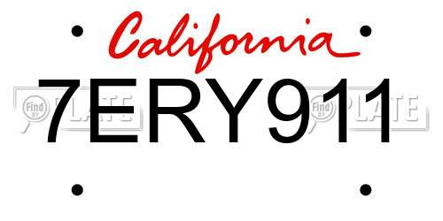 7ERY911 California License Plate