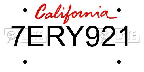 7ERY921 California License Plate
