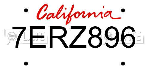 7ERZ896 California License Plate