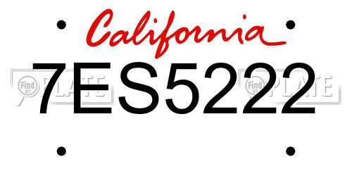 7ES5222 California License Plate