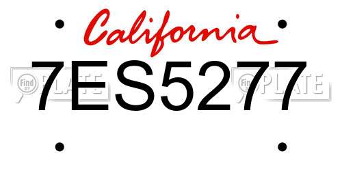 7ES5277 California License Plate