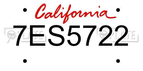 7ES5722 California License Plate