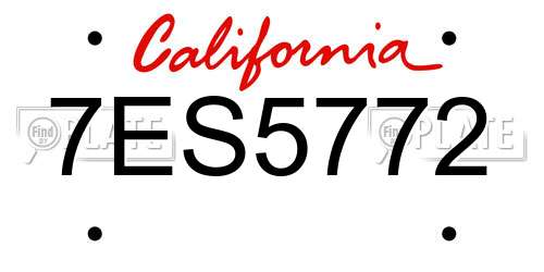 7ES5772 California License Plate