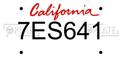 7ES641 California License Plate