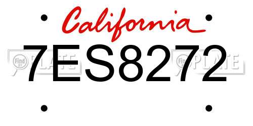 7ES8272 California License Plate