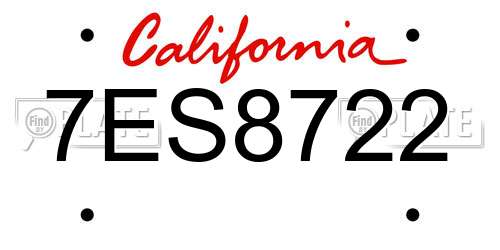 7ES8722 California License Plate