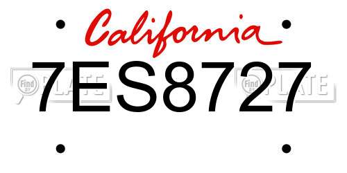 7ES8727 California License Plate