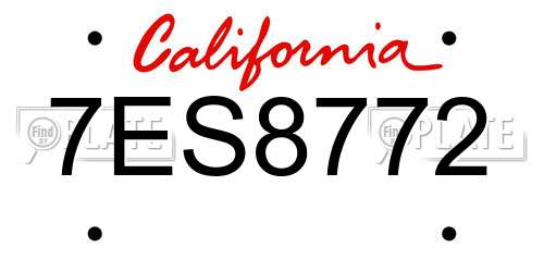7ES8772 California License Plate