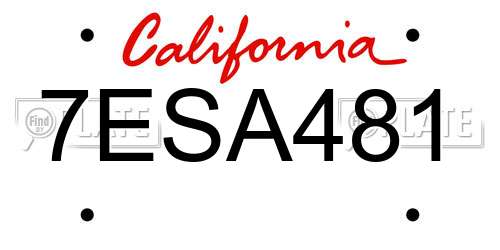7ESA481 California License Plate