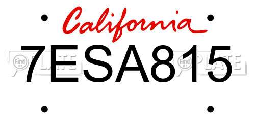 7ESA815 California License Plate