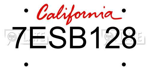 7ESB128 California License Plate