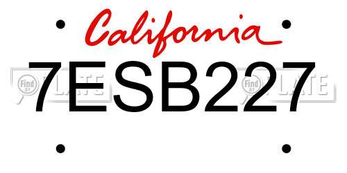 7ESB227 California License Plate