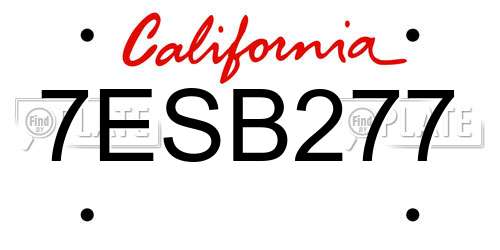 7ESB277 California License Plate