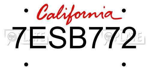 7ESB772 California License Plate