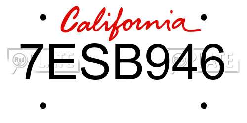 7ESB946 California License Plate
