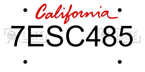 7ESC485 California License Plate